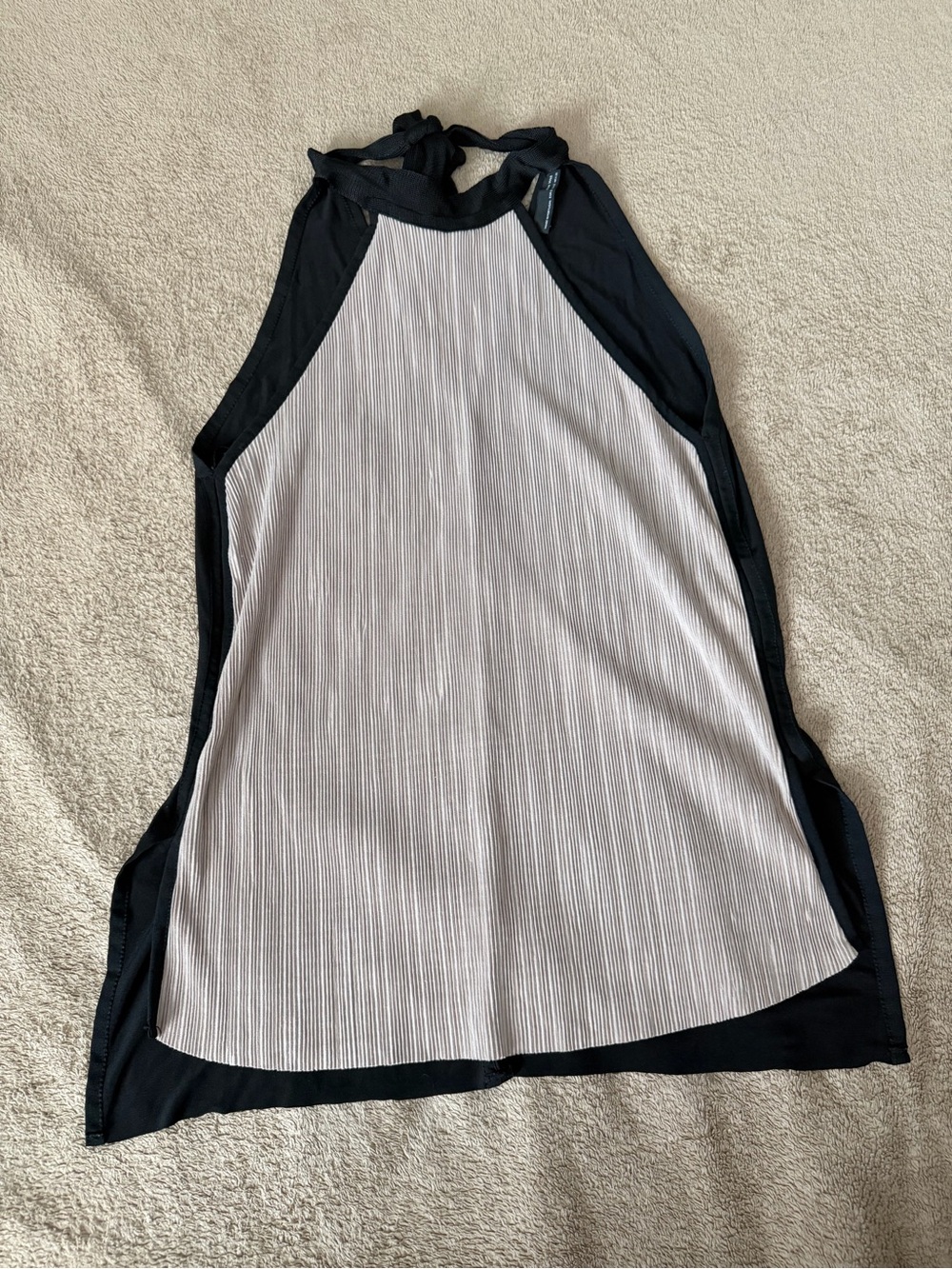 Black-Trim Halter Tank with Light brown Pinstripe Front